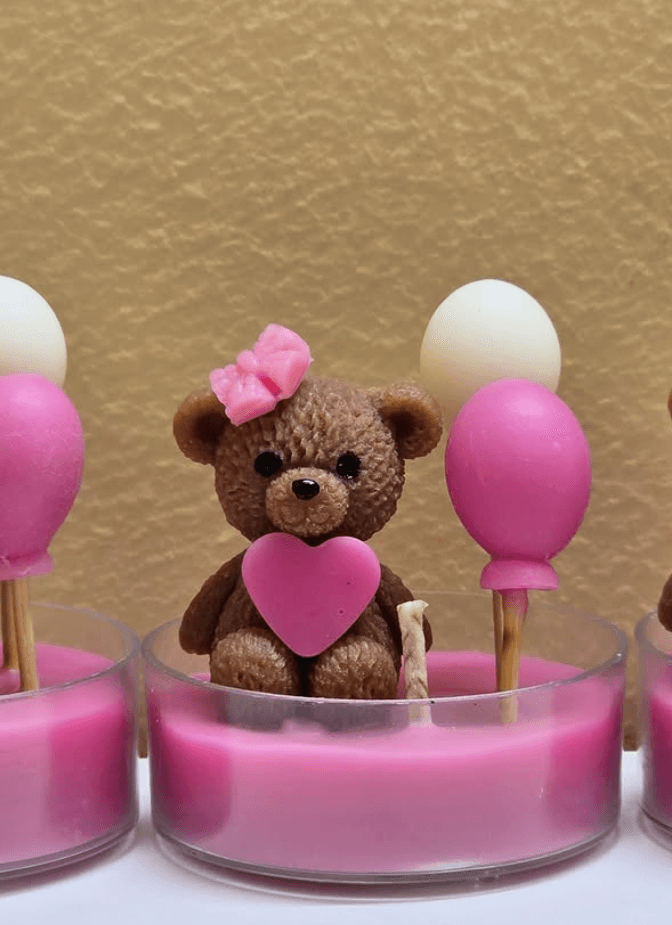 Teddy Bear with Balloon Candle